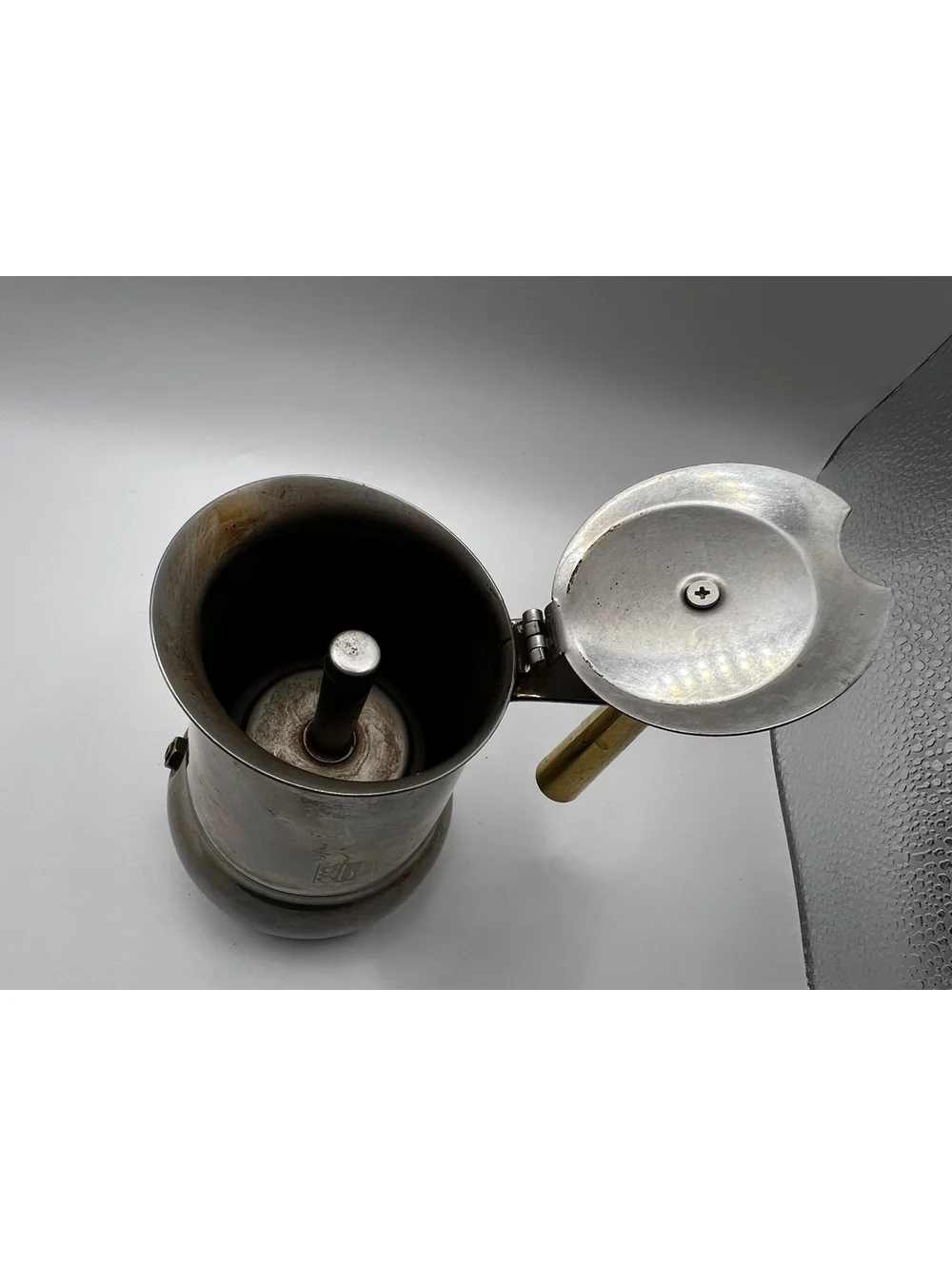 Vintage Espresso GB Single cup machine INOX 1810 Made in Italy gold handle